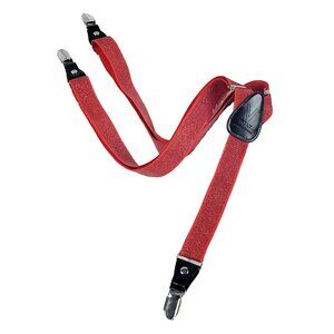 Vesuvio Napoli Italy Adjustable Red Glitter Suspenders Leather Alligator Clamps